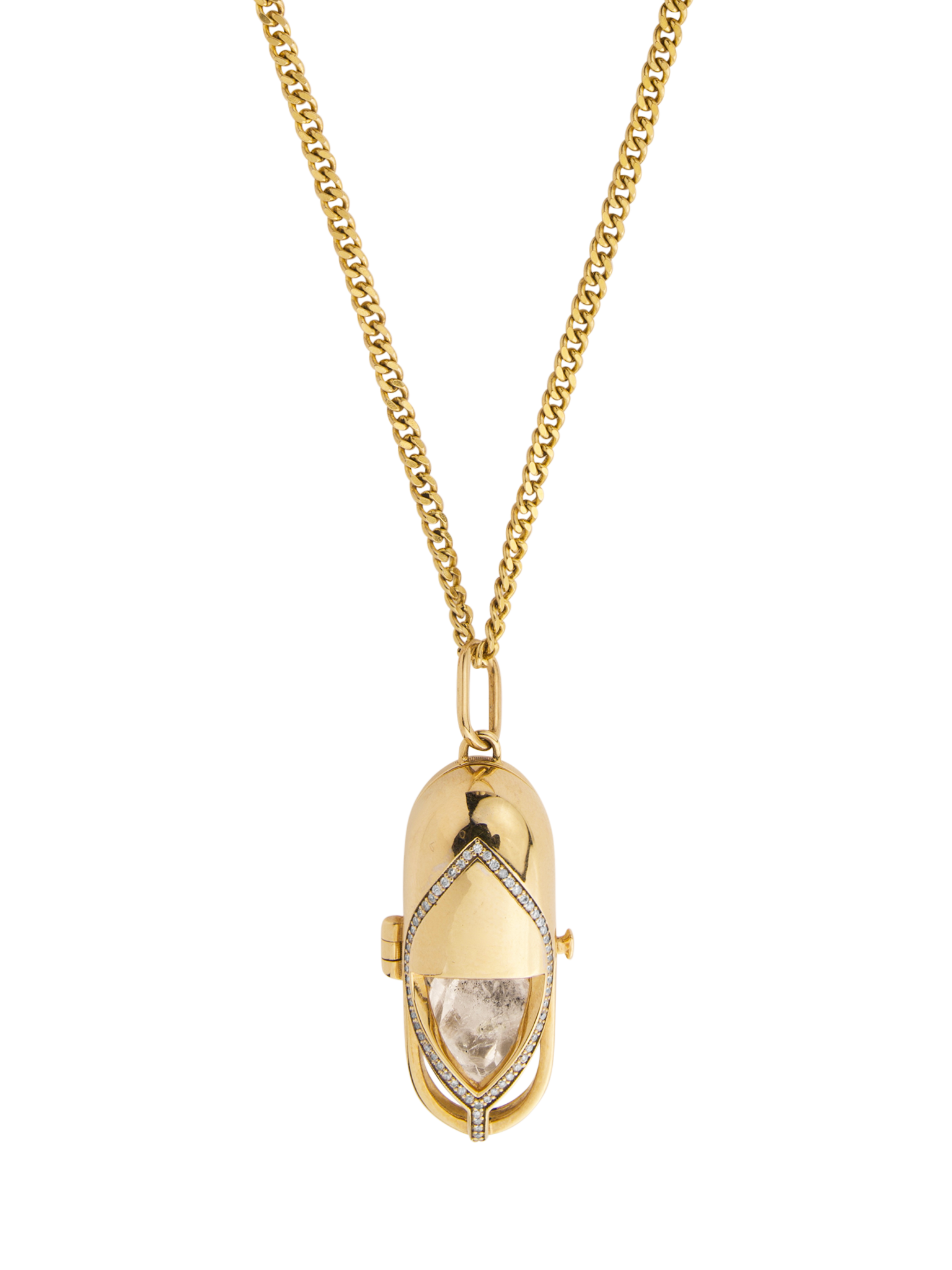 Capsule diamond pendant necklace 18kt